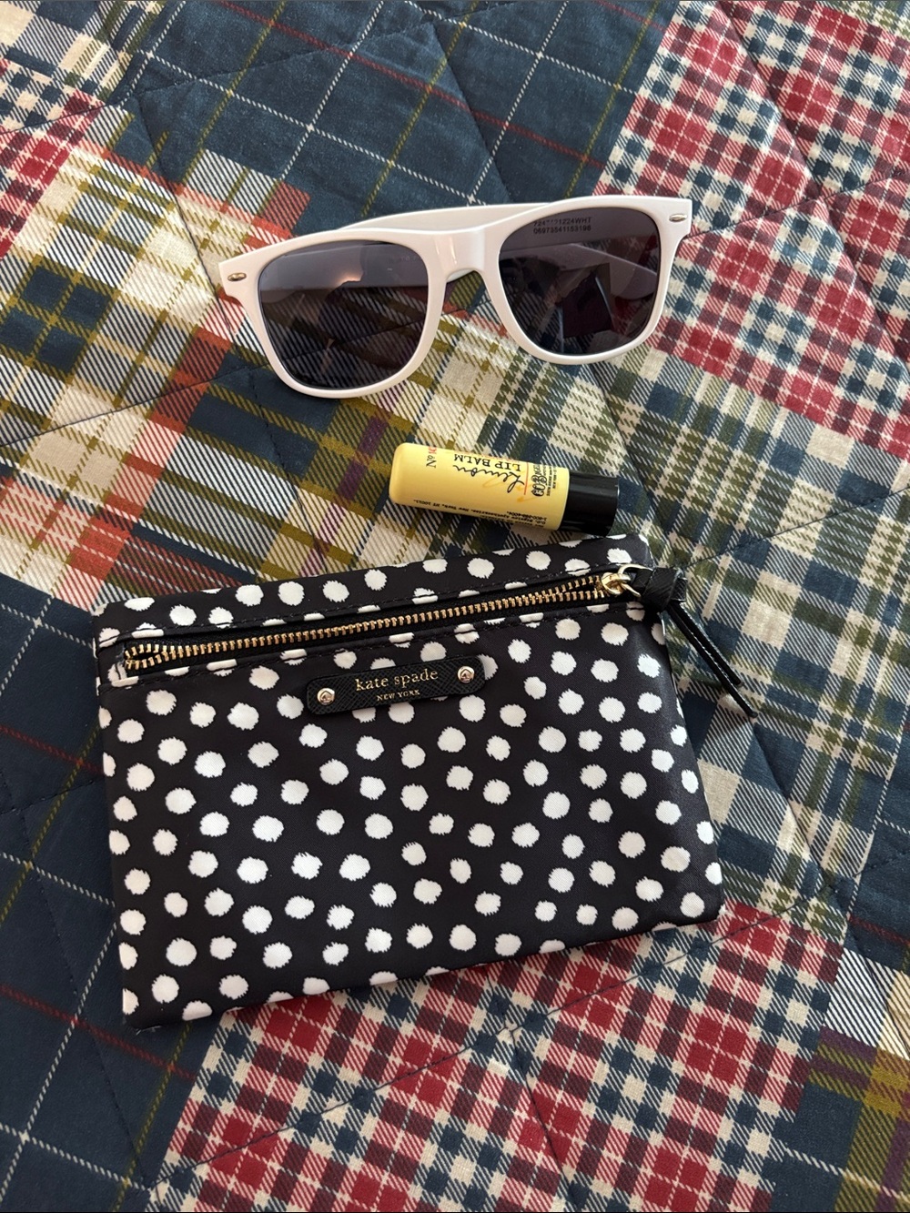 kate spade Black and White Polka Dot Zip Pouch